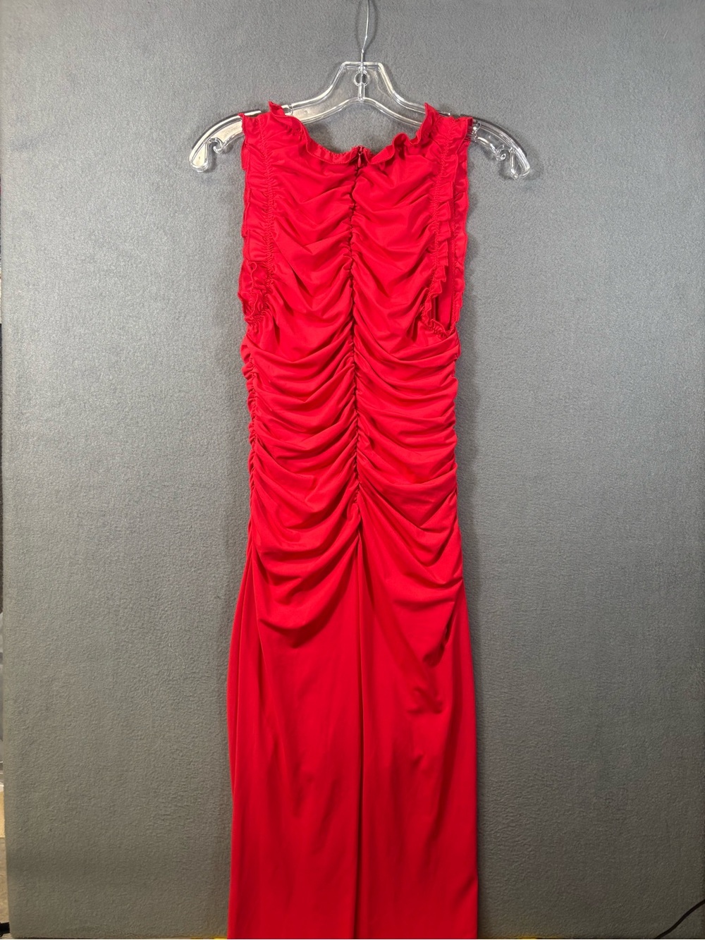 Zara Sleeveless Ruffled Red Midi Dress Sz. S - Picture 5 of 6